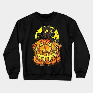 Black Cat on a Jack-O-Lantern Pumpkin By eShirtlabs Crewneck Sweatshirt